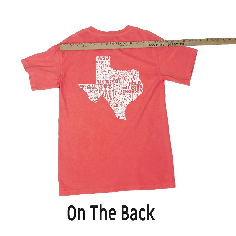 NWT Southern Belle Texas Words Bright Salmon Tee